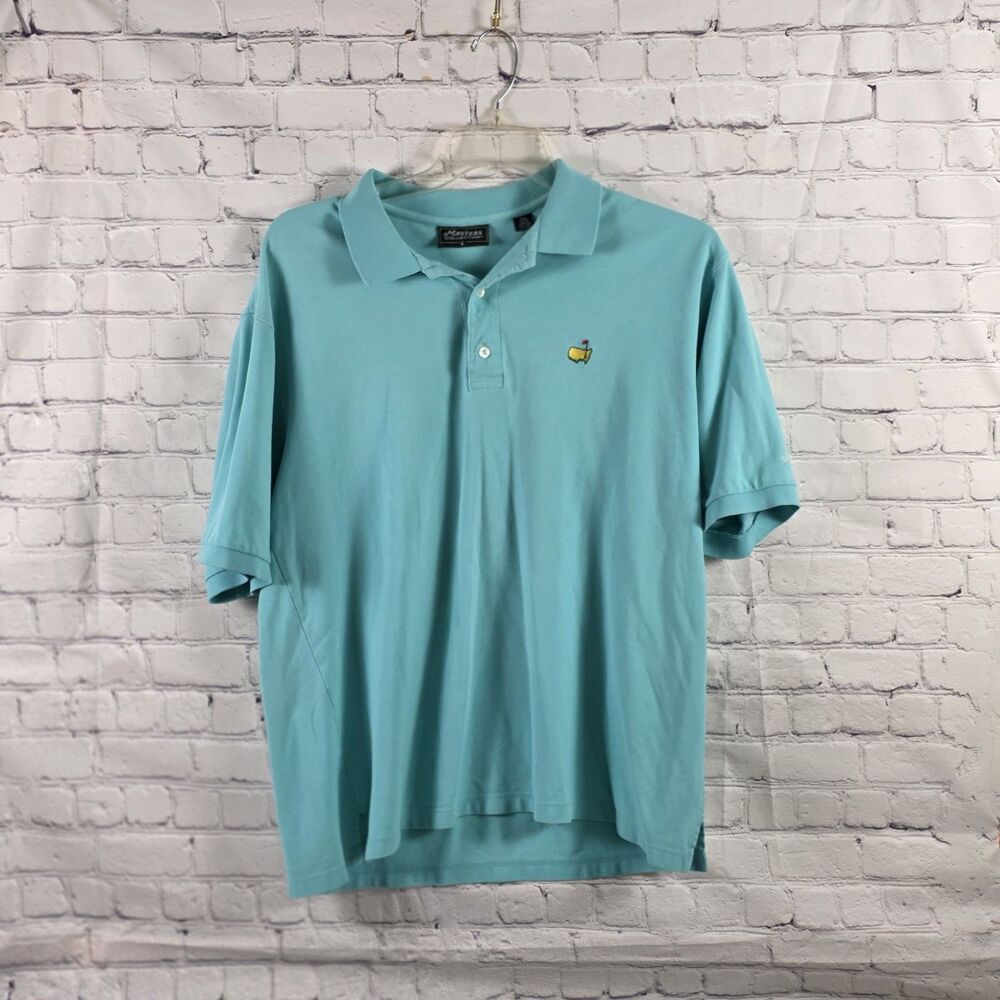 Vintage Master's Men's Large Teal Blue Short Sleeve Golf‎ Polo Shirt